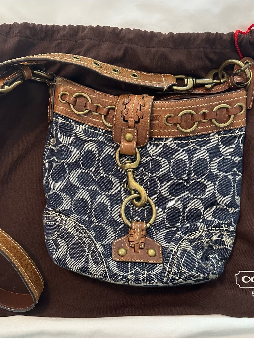 Vintage Coach Denim Signature Hampton Shoulder Bag - Picture 3 of 5
